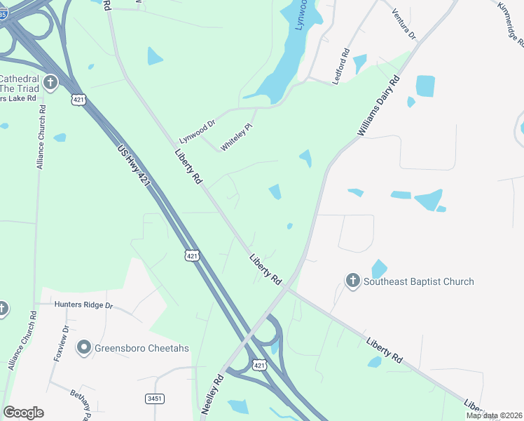 map of restaurants, bars, coffee shops, grocery stores, and more near 4903 Liberty Road in Greensboro