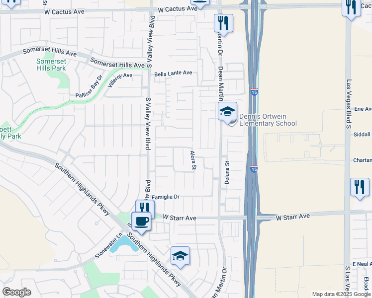 map of restaurants, bars, coffee shops, grocery stores, and more near 11036 Parete Court in Las Vegas