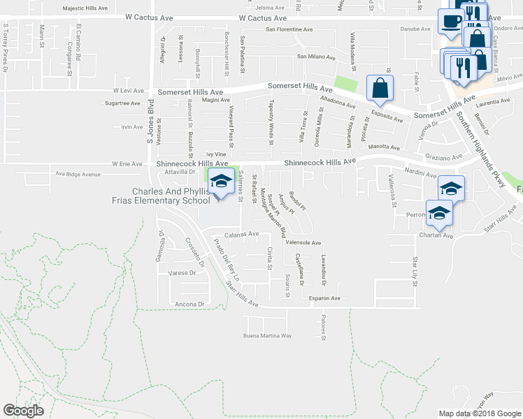 map of restaurants, bars, coffee shops, grocery stores, and more near 11022 Saint Rafael Street in Las Vegas
