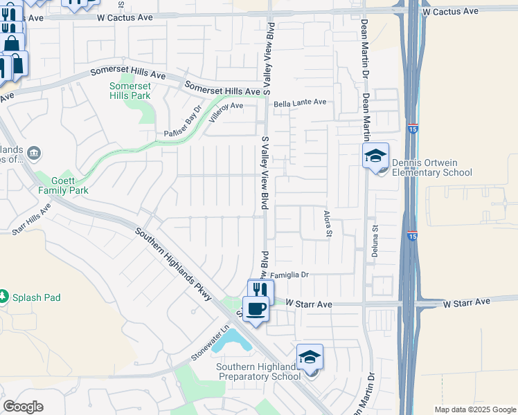 map of restaurants, bars, coffee shops, grocery stores, and more near 11028 Pentland Downs Street in Las Vegas