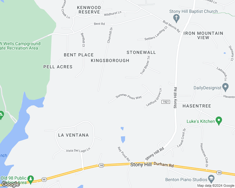 map of restaurants, bars, coffee shops, grocery stores, and more near 7525 Summer Pines Way in Wake Forest