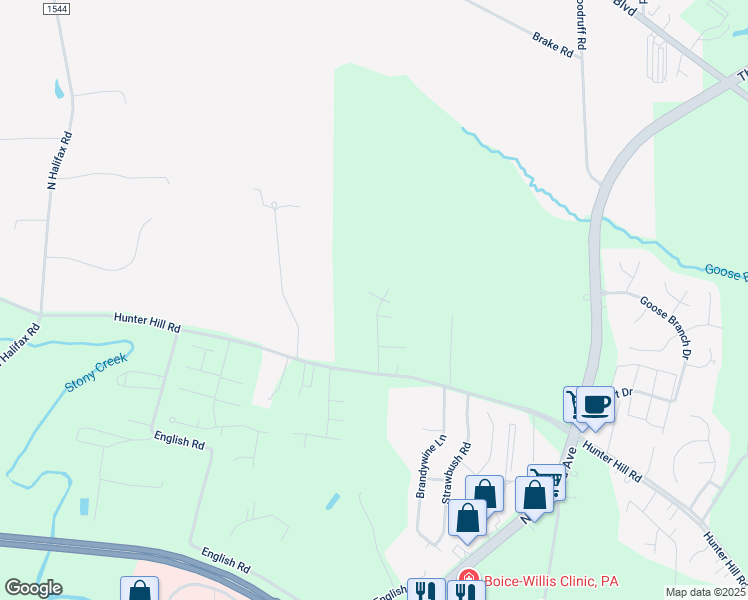 map of restaurants, bars, coffee shops, grocery stores, and more near 2603 Mallard Court in Rocky Mount