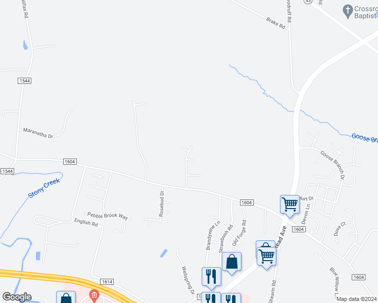 map of restaurants, bars, coffee shops, grocery stores, and more near 1320 Sportsmans Trail in Rocky Mount