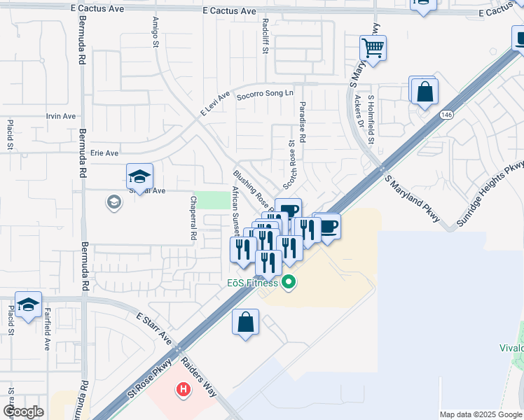 map of restaurants, bars, coffee shops, grocery stores, and more near 886 Blue Rosalie Place in Henderson