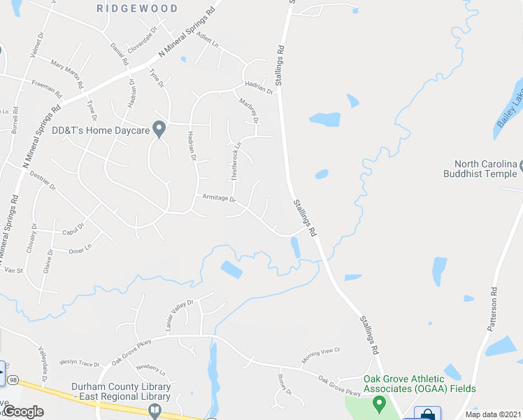 map of restaurants, bars, coffee shops, grocery stores, and more near 5 Redear Place in Durham