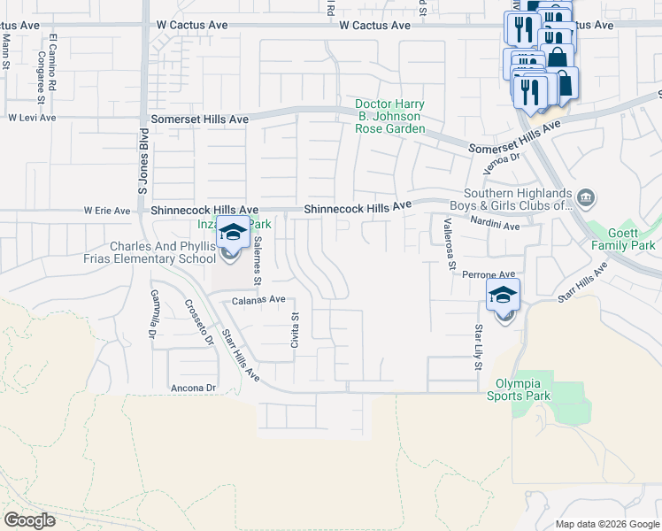 map of restaurants, bars, coffee shops, grocery stores, and more near 11058 Bandol Place in Las Vegas