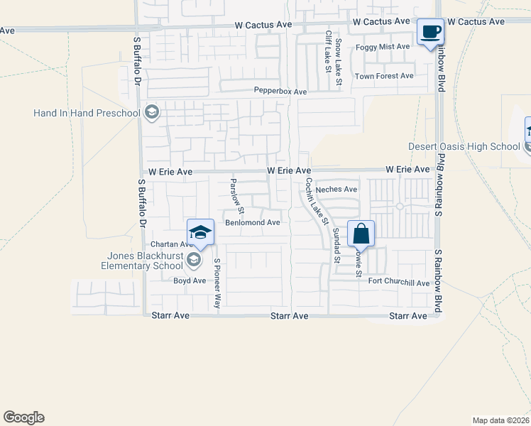 map of restaurants, bars, coffee shops, grocery stores, and more near 7419 Bakewell Avenue in Las Vegas