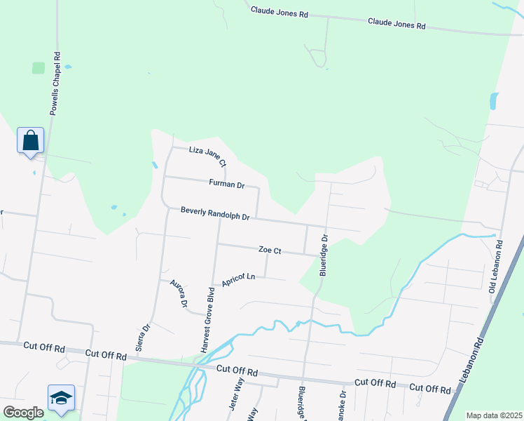 map of restaurants, bars, coffee shops, grocery stores, and more near 328 Beverly Randolph Drive in Murfreesboro