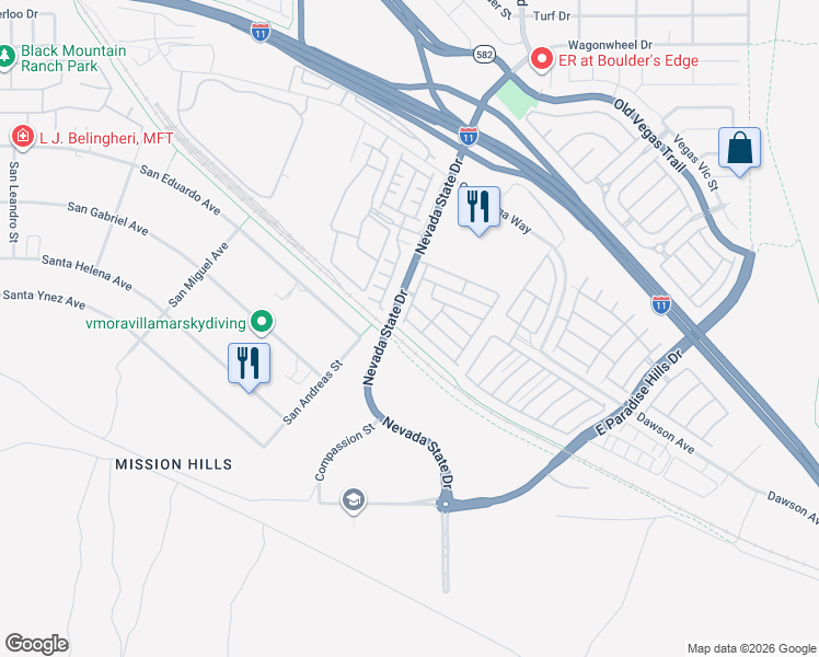 map of restaurants, bars, coffee shops, grocery stores, and more near 1505 Eliana Crossing Place in Henderson