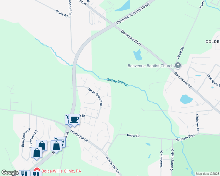 map of restaurants, bars, coffee shops, grocery stores, and more near 69 Walbrook Court in Rocky Mount