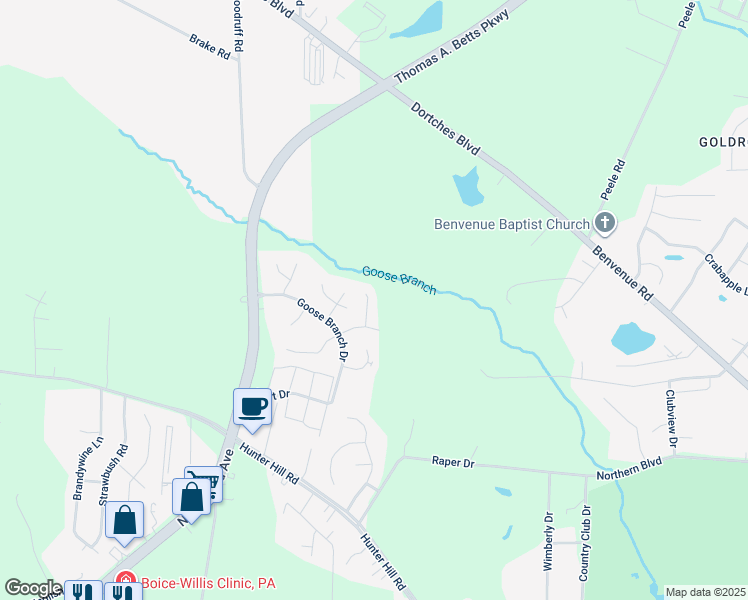 map of restaurants, bars, coffee shops, grocery stores, and more near 69 Walbrook Court in Rocky Mount