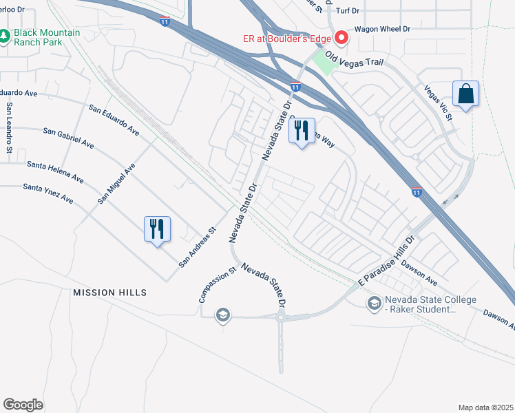map of restaurants, bars, coffee shops, grocery stores, and more near 9045 Nevada State Drive in Henderson
