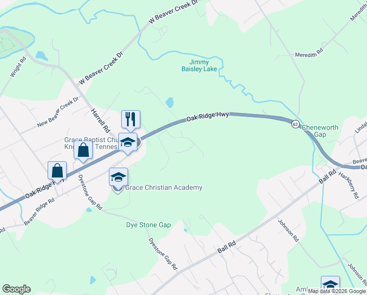map of restaurants, bars, coffee shops, grocery stores, and more near 3717 Stoneridge Drive in Knoxville