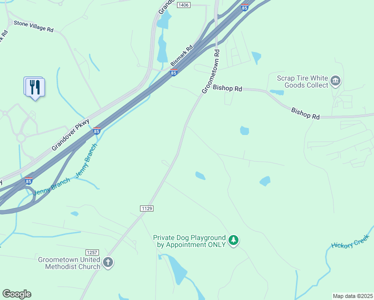 map of restaurants, bars, coffee shops, grocery stores, and more near 4613 Groometown Road in Greensboro