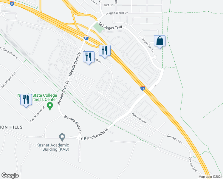 map of restaurants, bars, coffee shops, grocery stores, and more near 1097 Pleasure Lane in Henderson