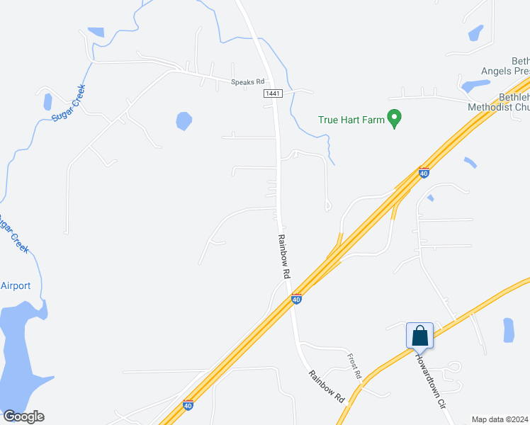 map of restaurants, bars, coffee shops, grocery stores, and more near 391 Rainbow Road in Advance