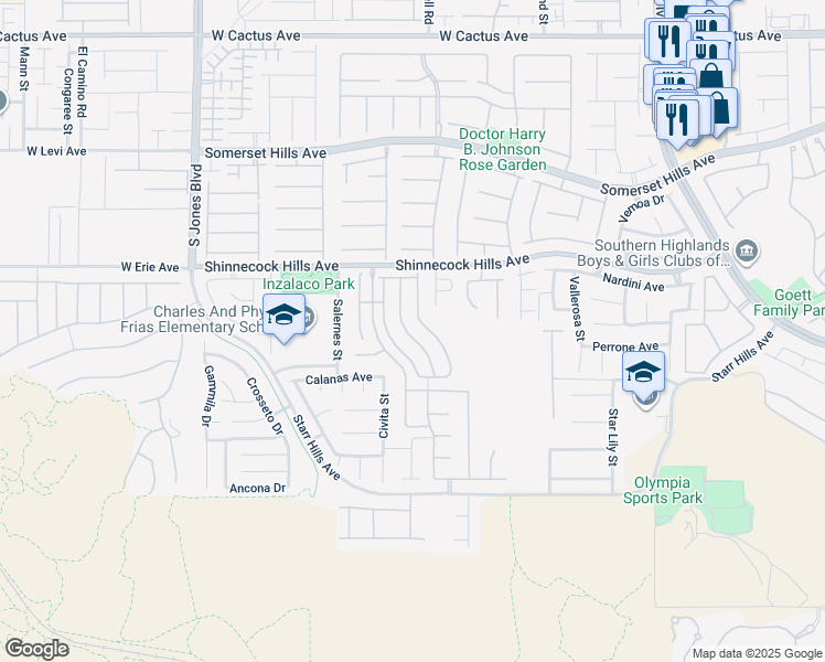 map of restaurants, bars, coffee shops, grocery stores, and more near 11044 Ampus Place in Las Vegas