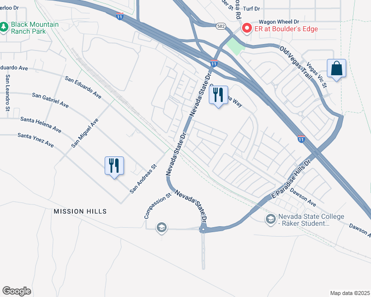 map of restaurants, bars, coffee shops, grocery stores, and more near 9045 Nevada State Drive in Henderson