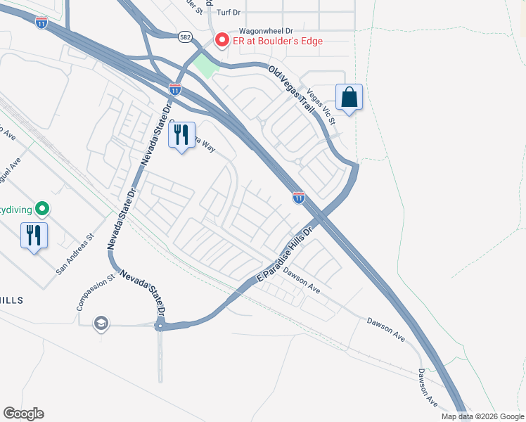 map of restaurants, bars, coffee shops, grocery stores, and more near 1158 Grass Pond Place in Henderson