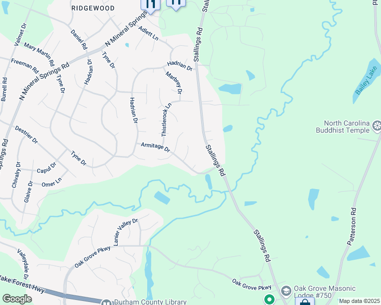map of restaurants, bars, coffee shops, grocery stores, and more near 8 Redear Place in Durham