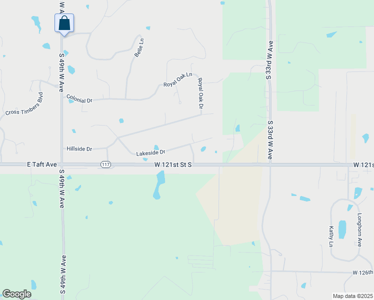 map of restaurants, bars, coffee shops, grocery stores, and more near 3636 Lakeside Drive in Sapulpa