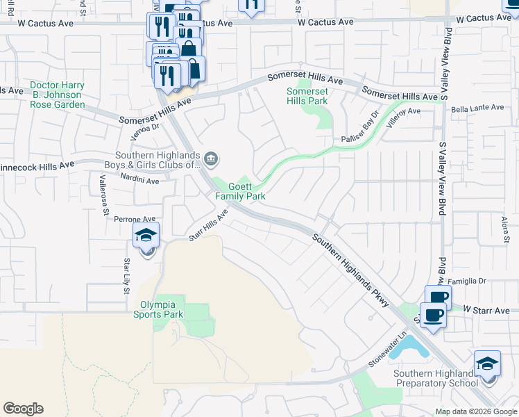 map of restaurants, bars, coffee shops, grocery stores, and more near 4509 Melrose Abbey Place in Las Vegas