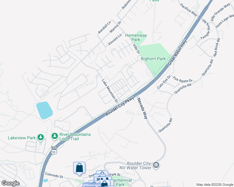 map of restaurants, bars, coffee shops, grocery stores, and more near 660 Sandy Beach Way in Boulder City