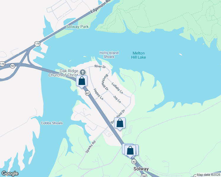 map of restaurants, bars, coffee shops, grocery stores, and more near 9120 Joy Ln in Oak Ridge