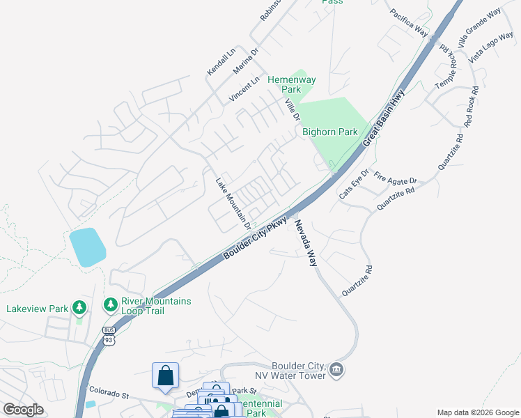 map of restaurants, bars, coffee shops, grocery stores, and more near 108 Topsail Drive in Boulder City