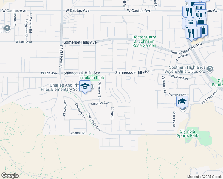 map of restaurants, bars, coffee shops, grocery stores, and more near 11013 Sospel Place in Las Vegas