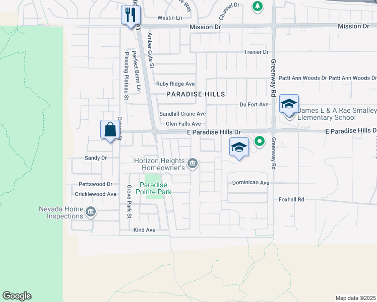 map of restaurants, bars, coffee shops, grocery stores, and more near 641 Desert Passage Street in Henderson