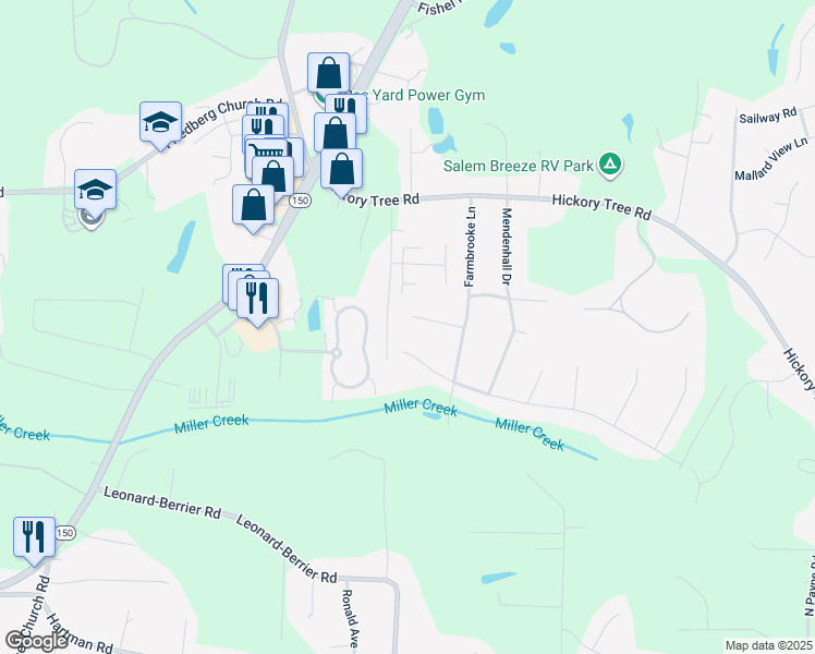 map of restaurants, bars, coffee shops, grocery stores, and more near 215 Marajo Court in Winston-Salem