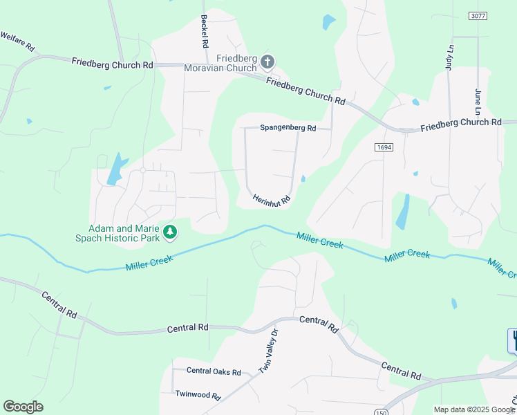 map of restaurants, bars, coffee shops, grocery stores, and more near 6040 Herinhut Road in Winston-Salem