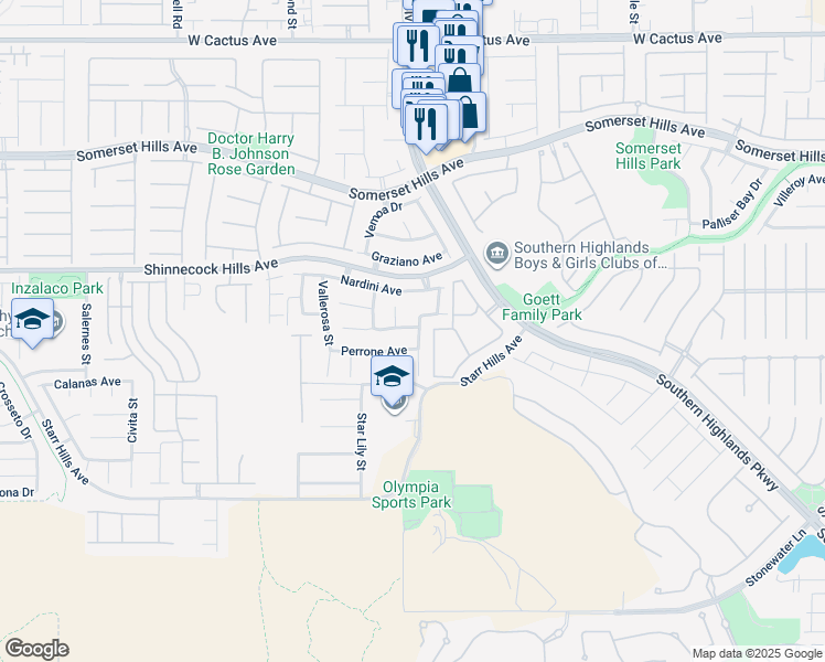 map of restaurants, bars, coffee shops, grocery stores, and more near 11011 Zampino Street in Las Vegas