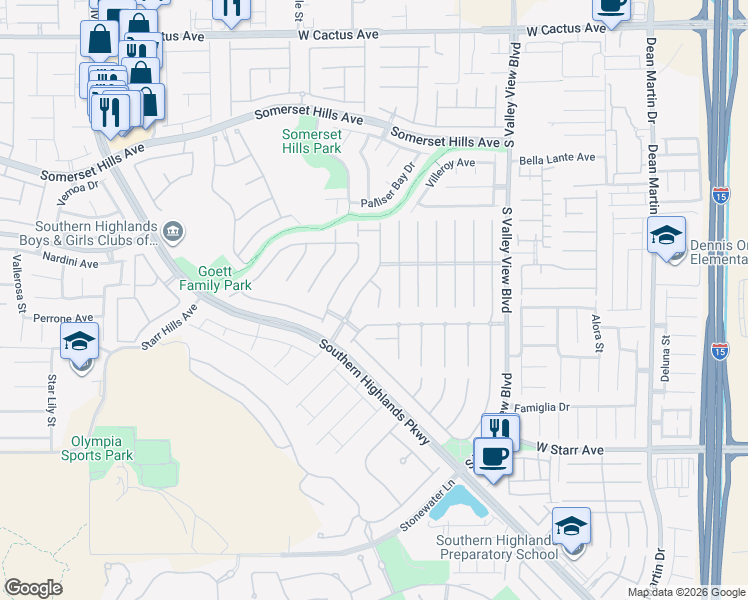 map of restaurants, bars, coffee shops, grocery stores, and more near 11001 Ladyburn Court in Las Vegas