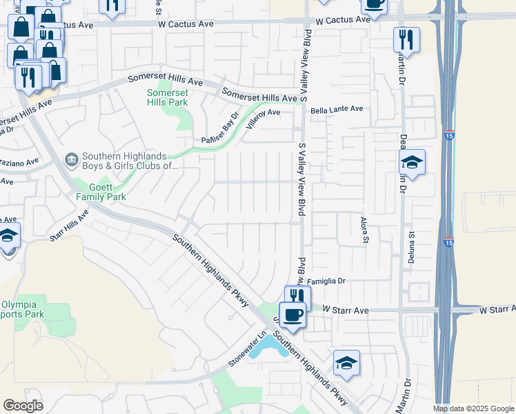 map of restaurants, bars, coffee shops, grocery stores, and more near 11012 Carberry Hill Street in Las Vegas