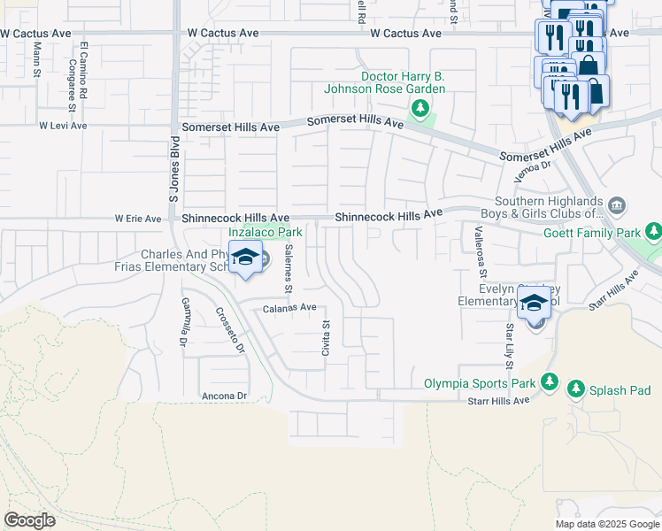 map of restaurants, bars, coffee shops, grocery stores, and more near 11014 Sospel Place in Las Vegas