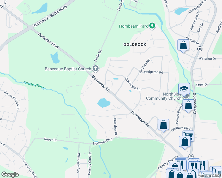 map of restaurants, bars, coffee shops, grocery stores, and more near 136 Justin Court in Rocky Mount