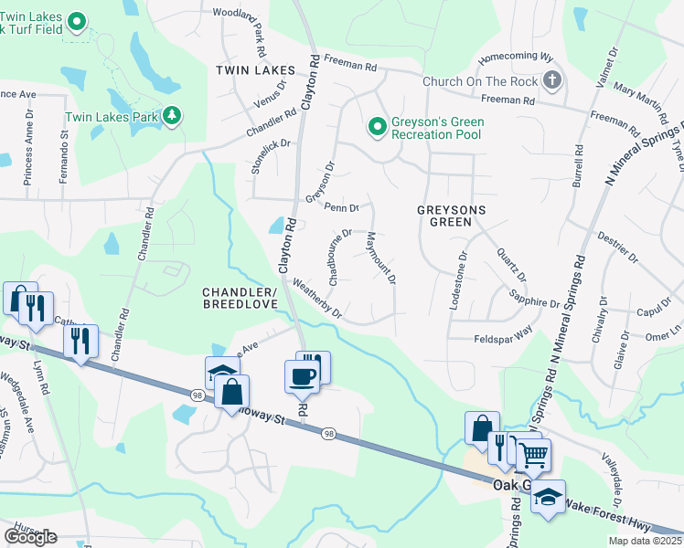 map of restaurants, bars, coffee shops, grocery stores, and more near 1 Hertford Place in Durham