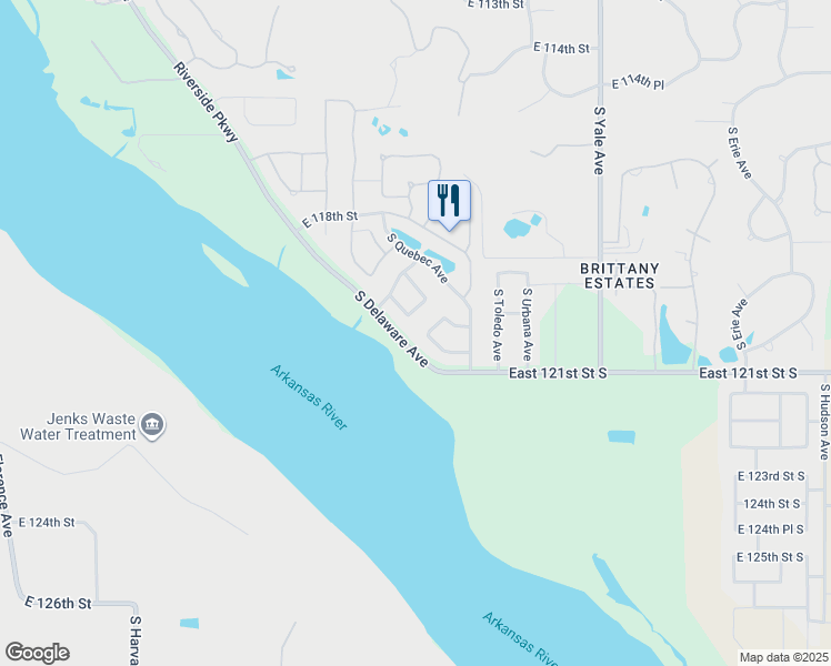 map of restaurants, bars, coffee shops, grocery stores, and more near 4001 East 120th Street South in Tulsa