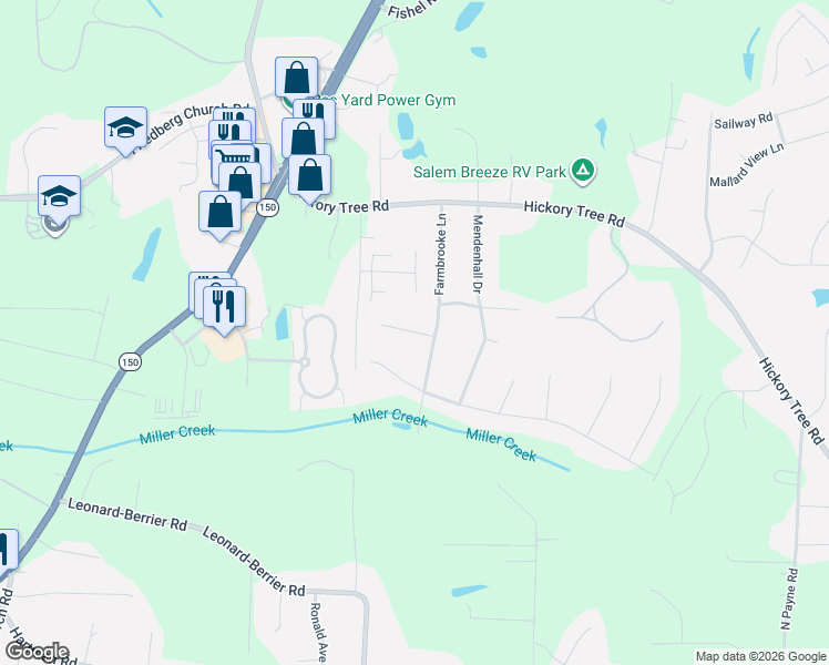 map of restaurants, bars, coffee shops, grocery stores, and more near 171 Marajo Court in Winston-Salem
