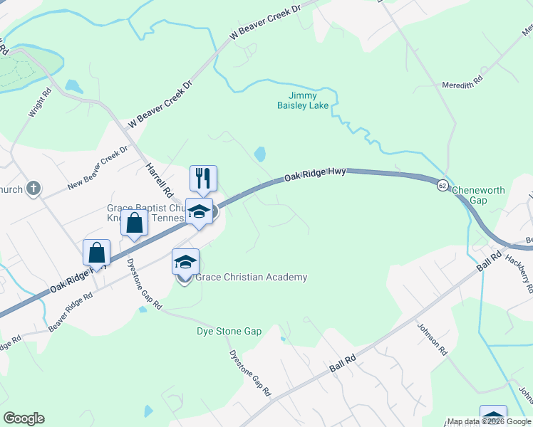 map of restaurants, bars, coffee shops, grocery stores, and more near 3717 Stoneridge Drive in Knoxville