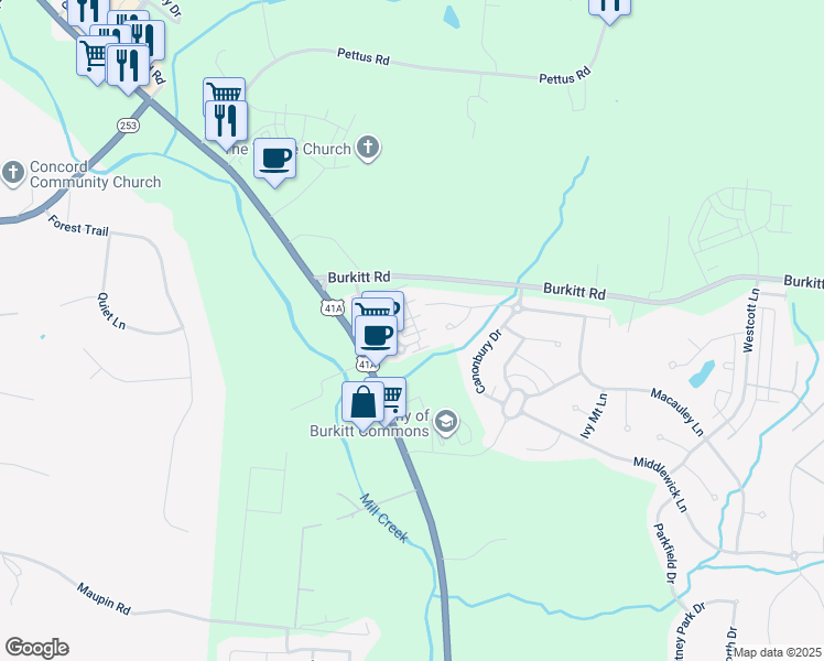 map of restaurants, bars, coffee shops, grocery stores, and more near 501 Ivor Street in Nolensville