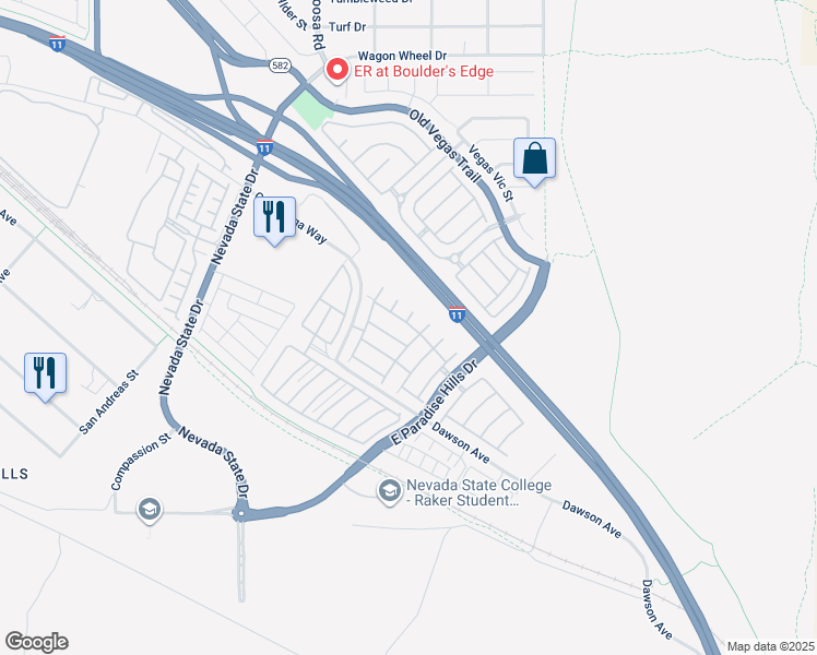 map of restaurants, bars, coffee shops, grocery stores, and more near 1161 Amarillo Sky Place in Henderson