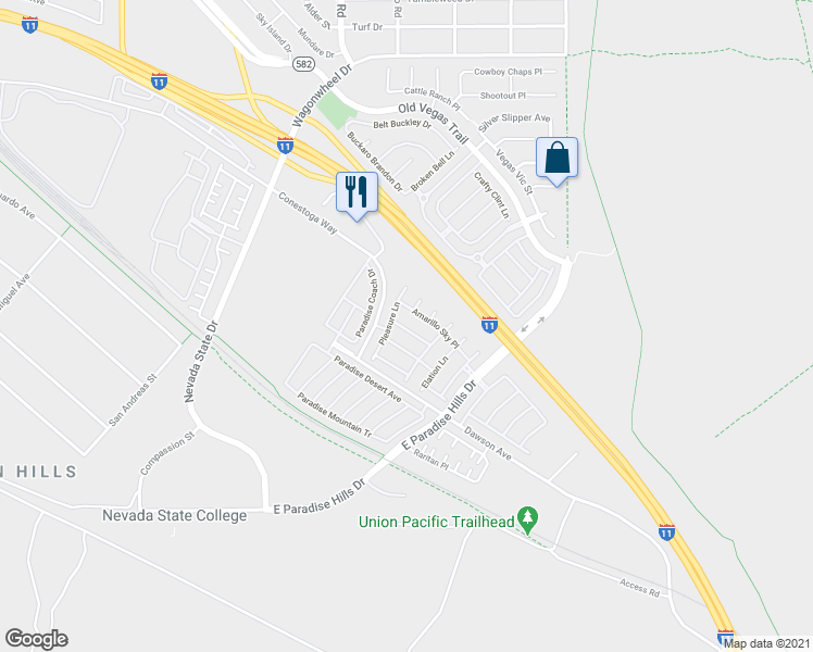 map of restaurants, bars, coffee shops, grocery stores, and more near 1143 Grass Pond Place in Henderson