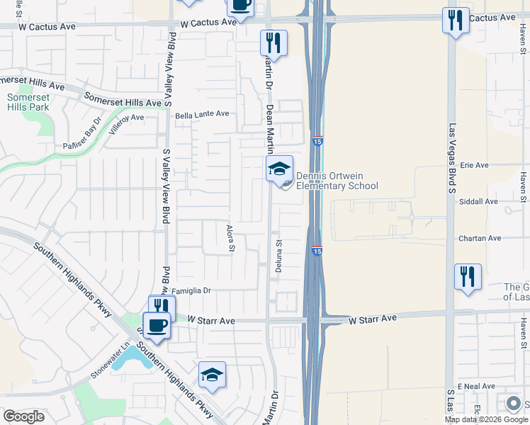 map of restaurants, bars, coffee shops, grocery stores, and more near 11015 Deluna Street in Las Vegas