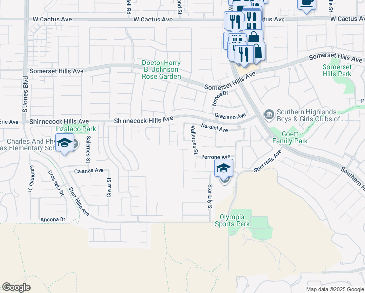 map of restaurants, bars, coffee shops, grocery stores, and more near 5167 Numidia Avenue in Las Vegas