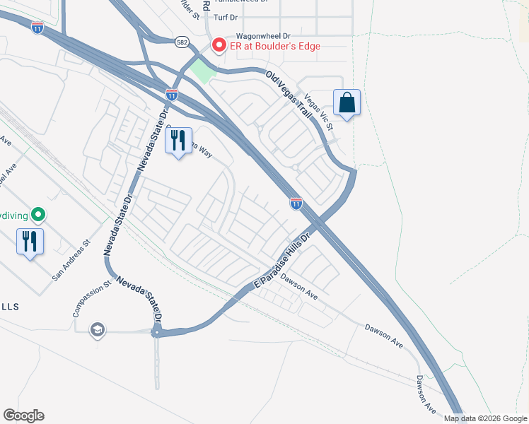 map of restaurants, bars, coffee shops, grocery stores, and more near 1161 Amarillo Sky Place in Henderson