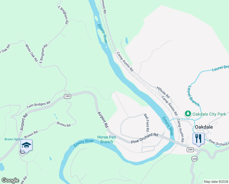 map of restaurants, bars, coffee shops, grocery stores, and more near 224 Day Road in Oakdale