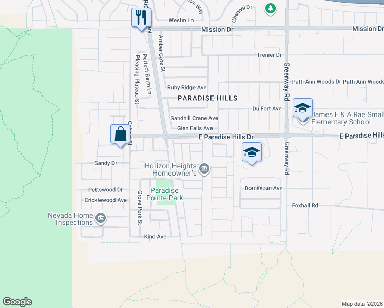 map of restaurants, bars, coffee shops, grocery stores, and more near 155 Scenic Lookout Avenue in Henderson